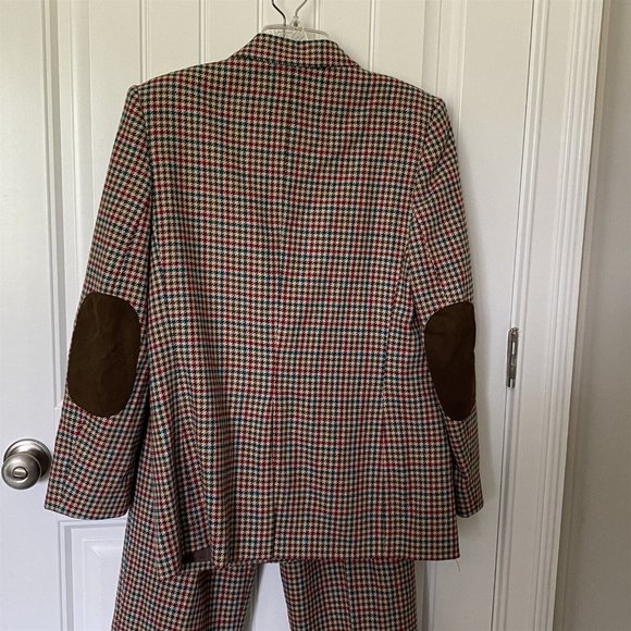 Vintage Country Suburbans Pant Suit Elbow Patch Blazer Pants Tweed Check 10 12 - Picture 7 of 11